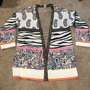 SALE! Anthropologie Zebra Print Paisley Sweater Cardigan XS Runs Big